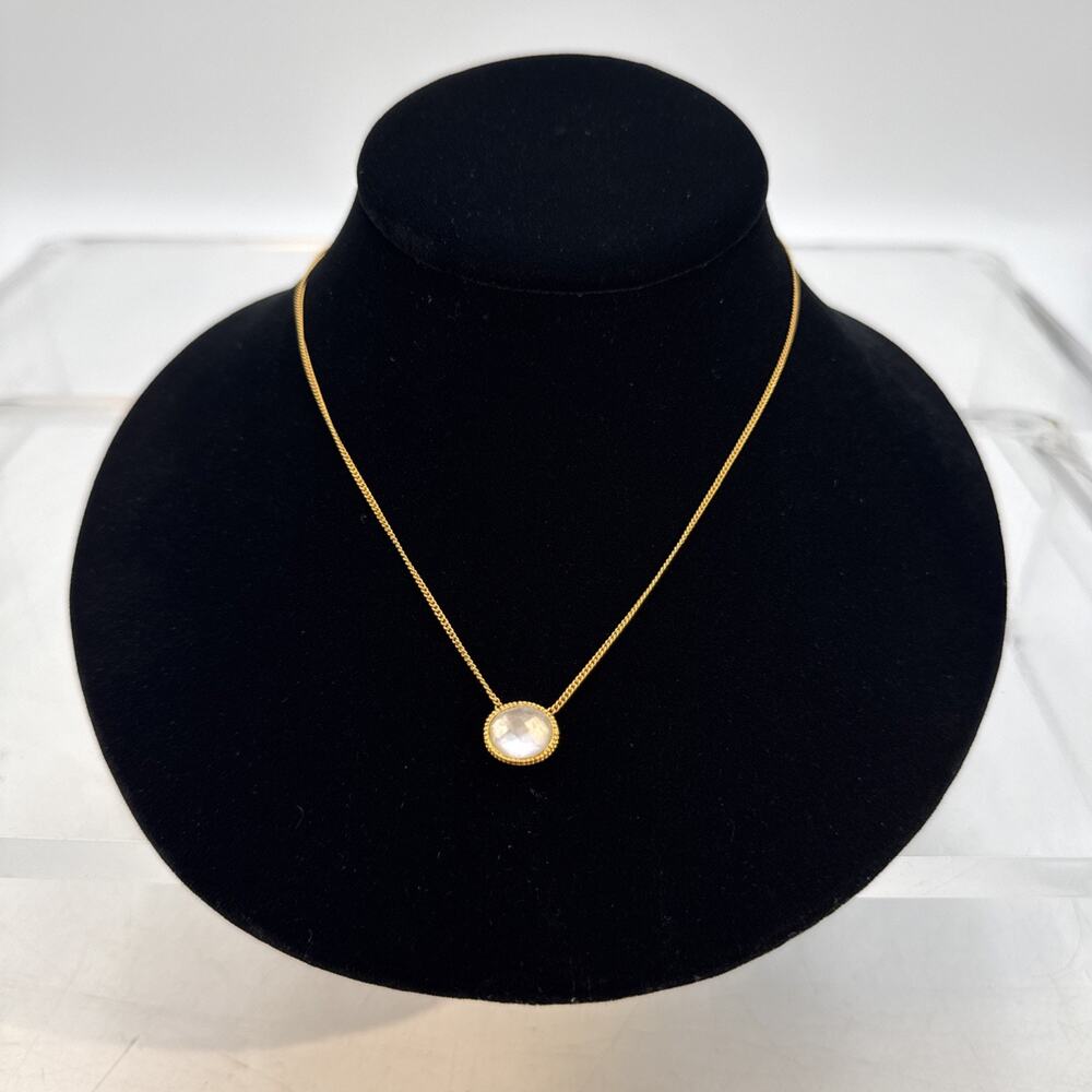 JULIE VOS Verona Solitaire Necklace Gold Iridescent Clear Crystal necklace